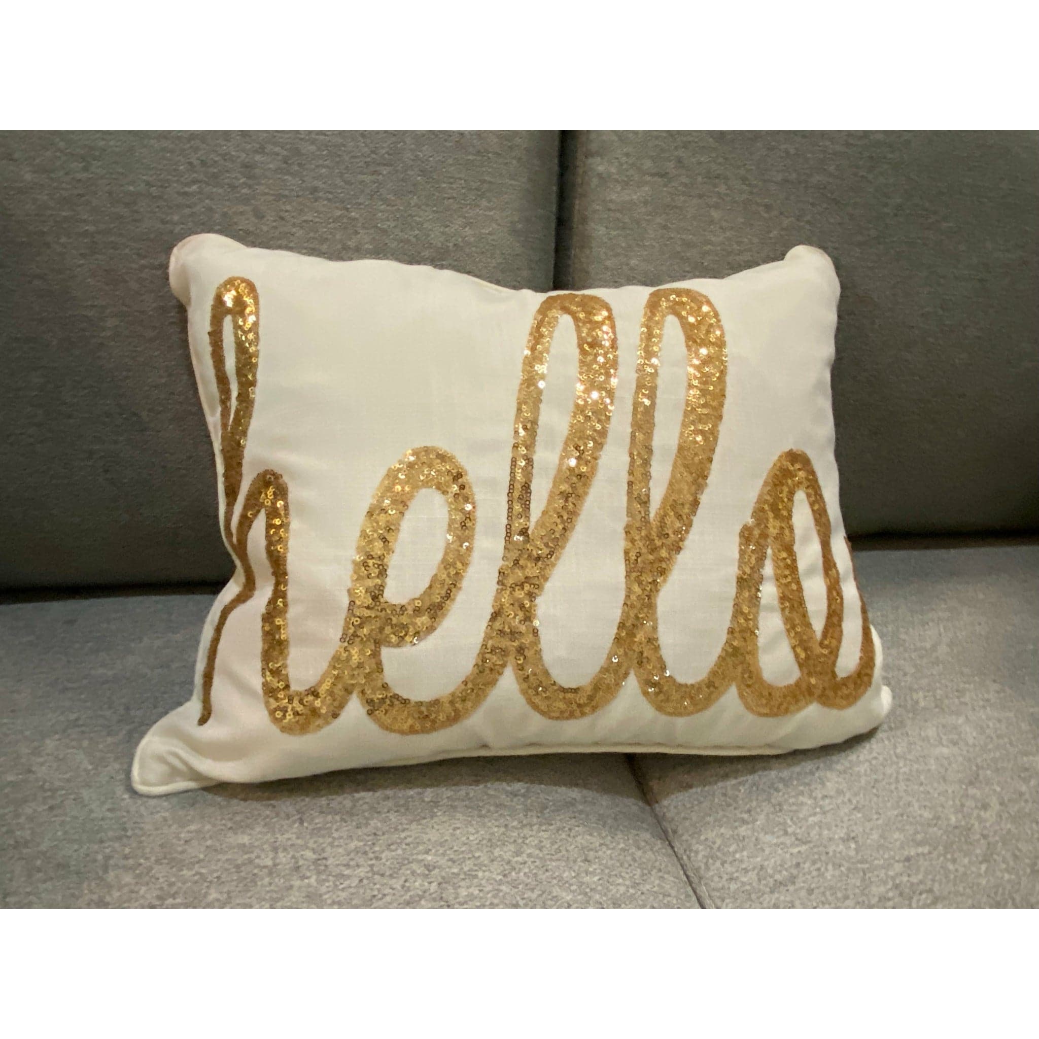 "Hello" Sequin Throw Pillow, 12x9 - HER Home Design Boutique